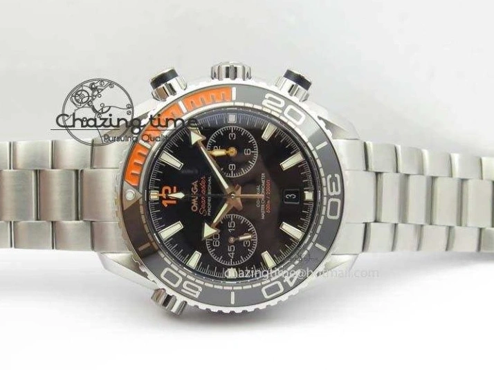 0413 Sustainable Planet Ocean Master Chronometer Chrono SS OM 1:1 Best Edition Black Dial On SS Bracelet A 8179